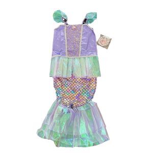 Mermaid Costume Halloween Dress Kids Girls Party Princess Cosplay Ariel Size 6-7